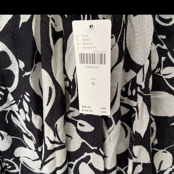 NWT! Anthropologie Sheer Mini Dress-Black/White Fruit Print-Size Medium - Picture 6 of 6